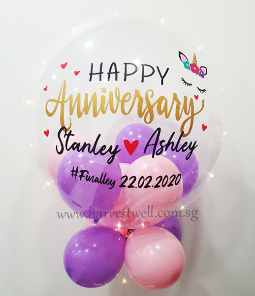 Happy Anniversary Print On Bubble Balloon